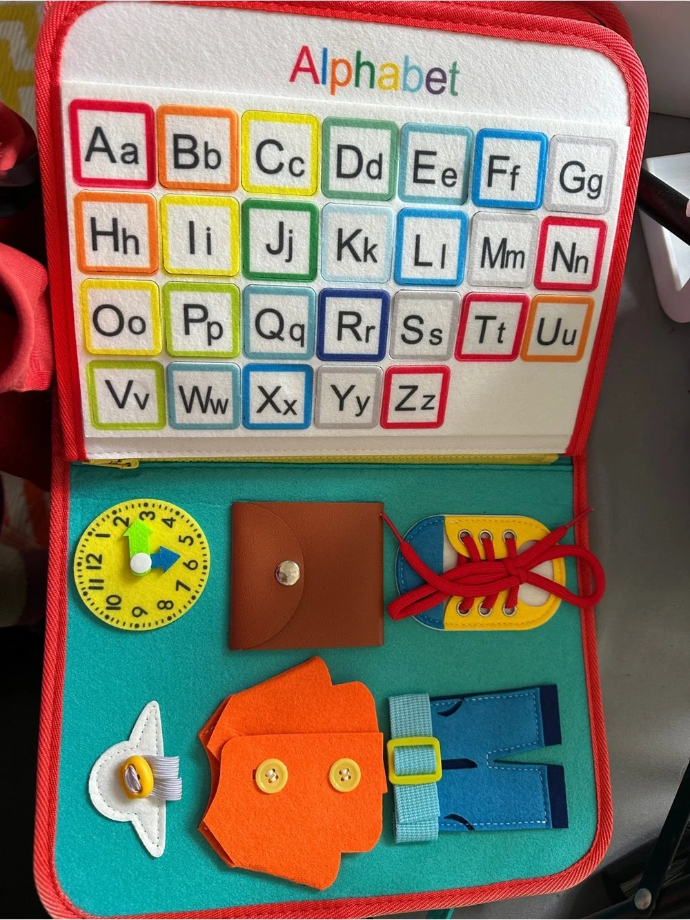 Montessori Busy Board Educational Activity Book Tote Interactive Learning Set